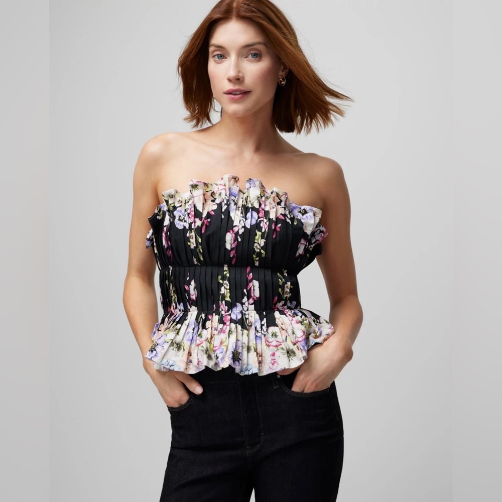 WHBM Floral Ruffle Bustier